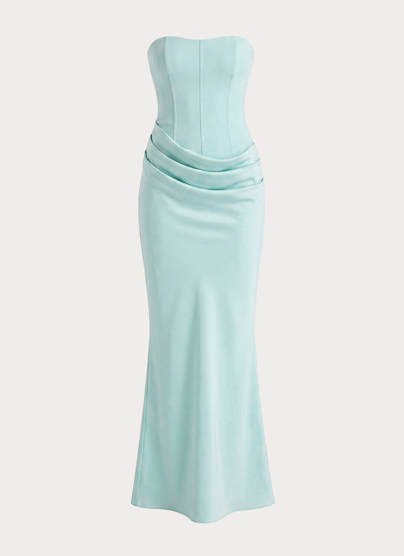 Adara Corset Maxi Dress - Aqua