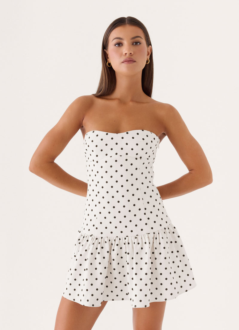 Adriana Mini Dress - Cream Polka Dot