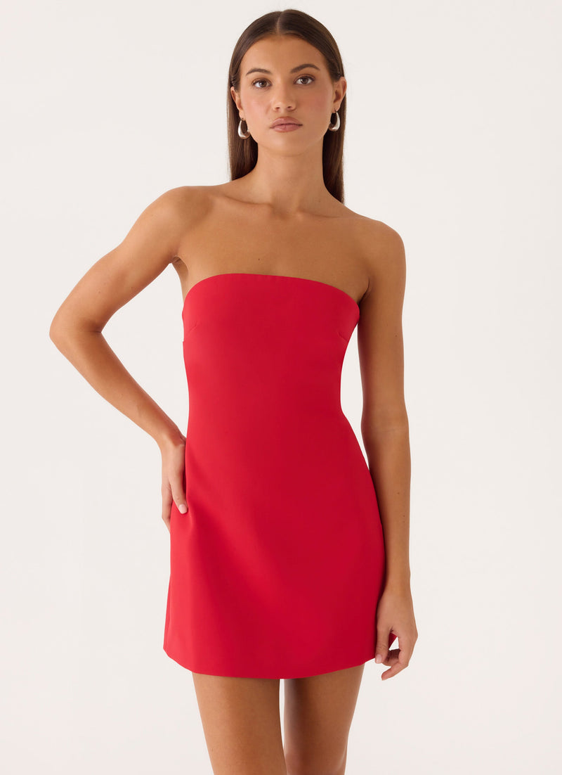 Alyse Strapless Mini Dress - Red