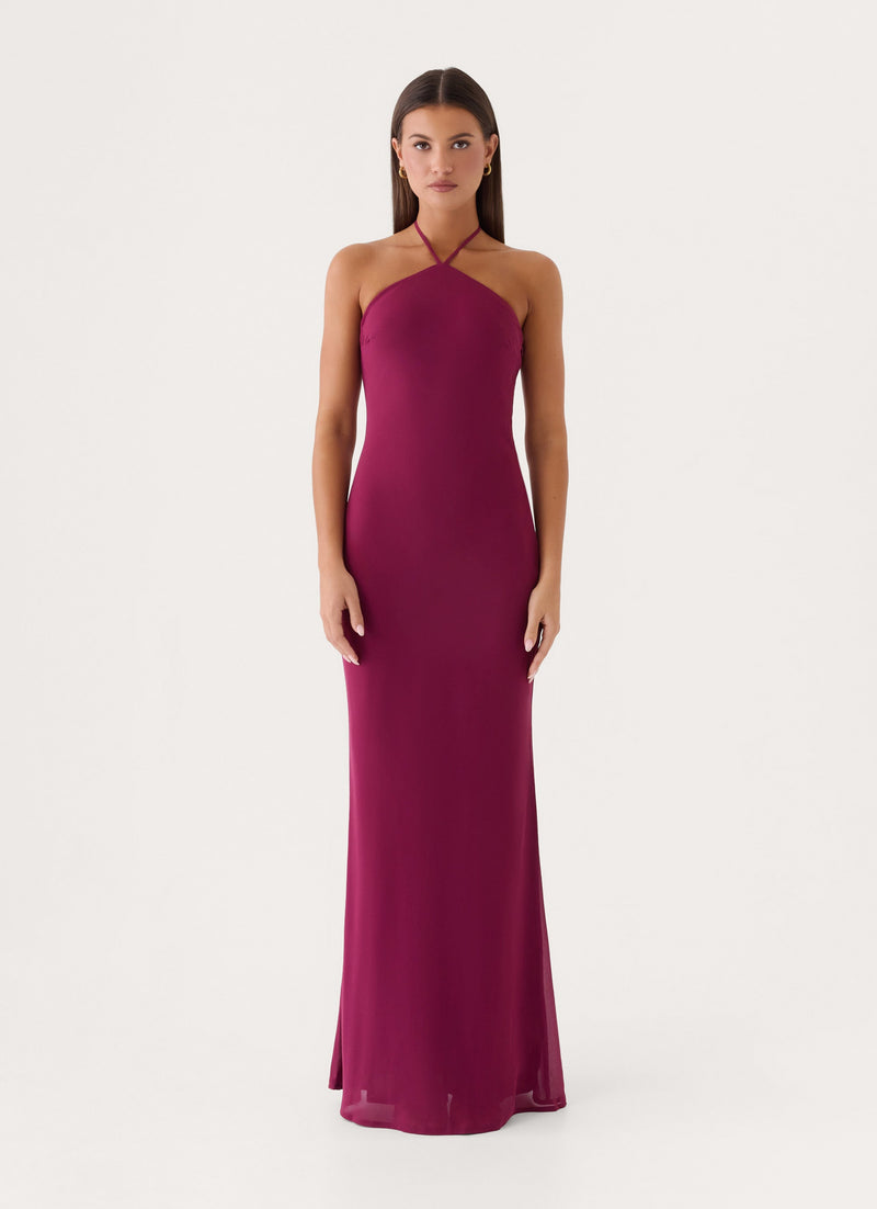 Anouk Halter Maxi Dress - Plum