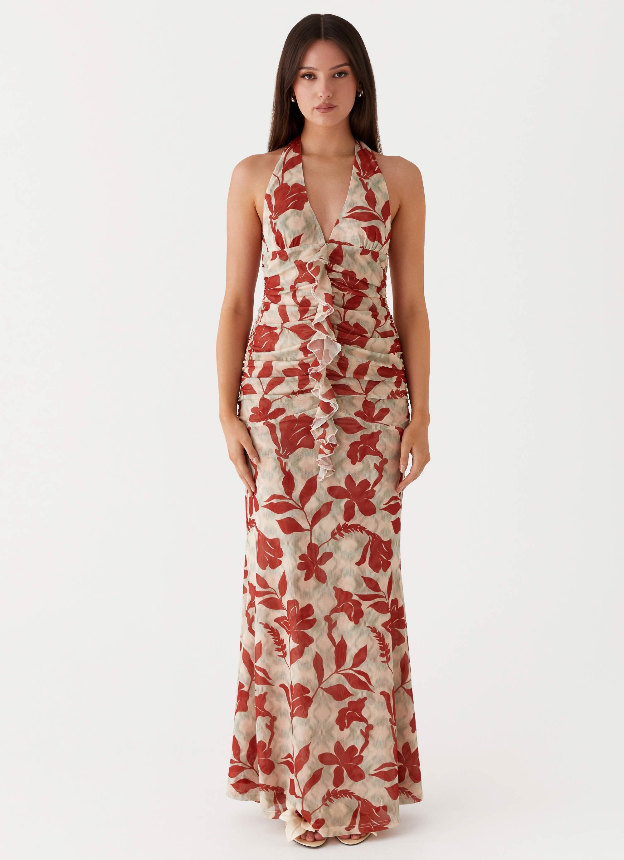 Floral halter maxi dress new arrivals