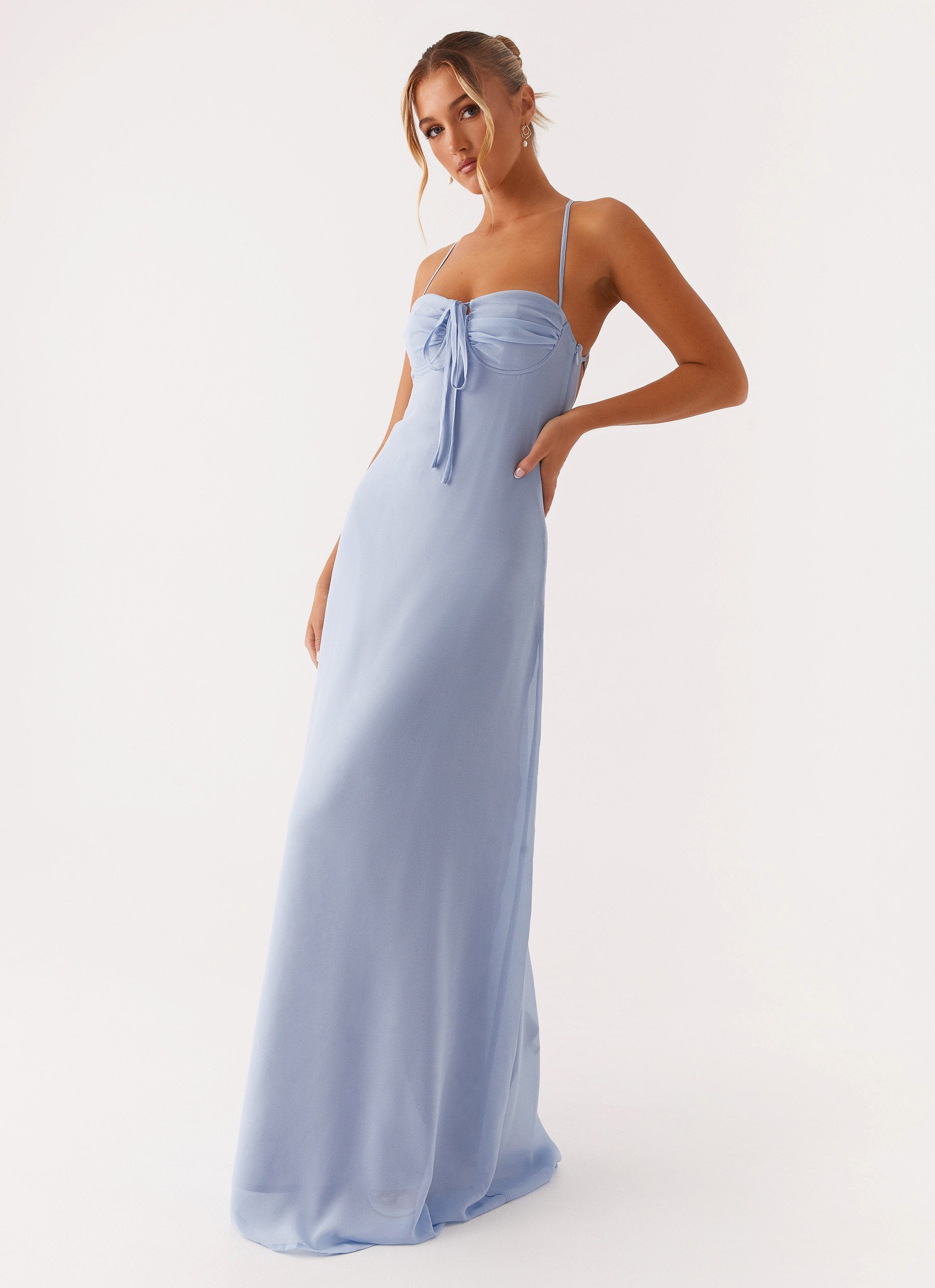 blue peppermayo maxi dress Flora Satin Maxi Dress