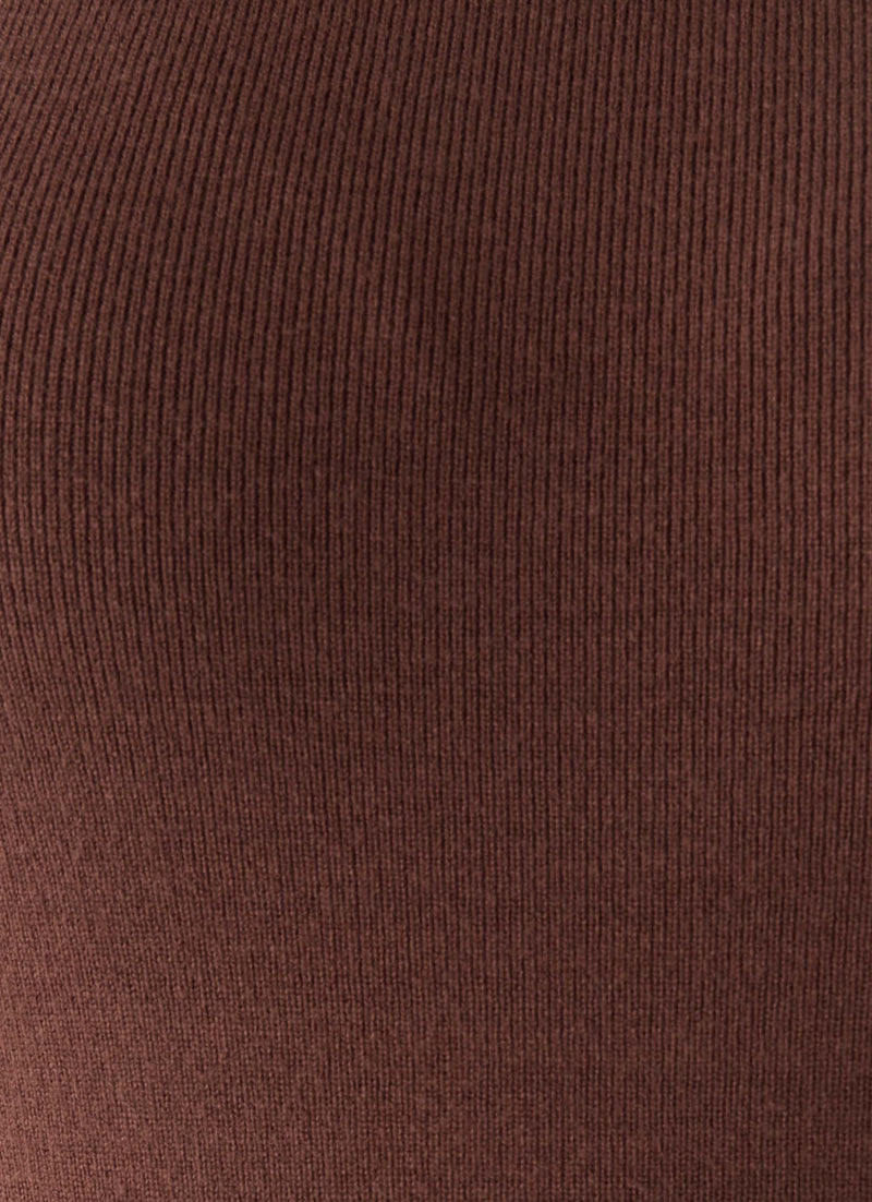 Aviara Knit High Neck Top - Chocolate