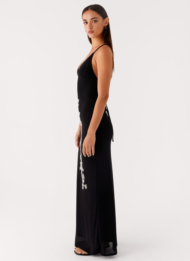Beki Beaded Mesh Maxi Dress Black 2