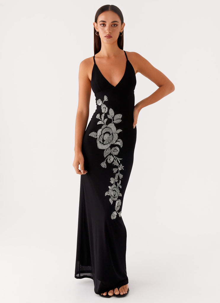 Beki Beaded Mesh Maxi Dress Black 4