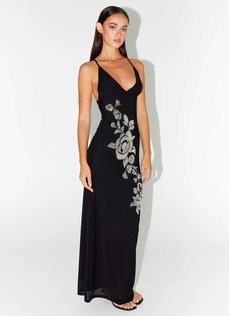 Beki Beaded Mesh Maxi Dress Black 5