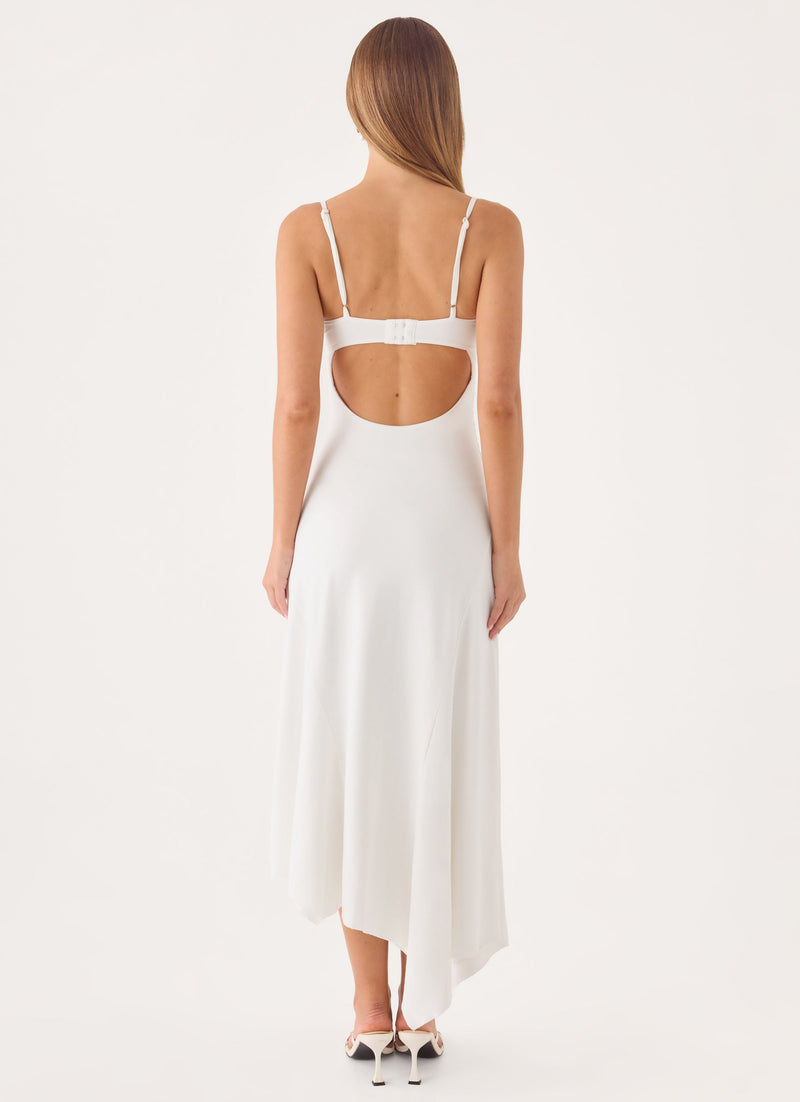 Bottle Pop Midi Dress - White