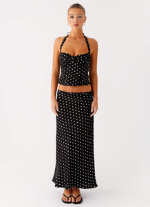 Breanne Midi Skirt - Black Polka Dot