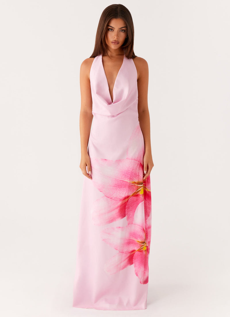 Bryony Cowl Maxi Dress - Pink