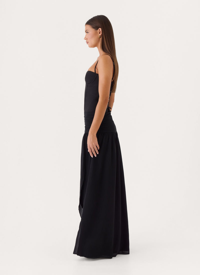 Clemsie Bustier Maxi Dress - Black