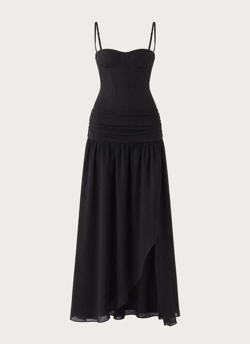 Clemsie Bustier Maxi Dress - Black