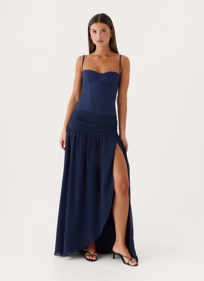 Clemsie Bustier Maxi Dress - Navy