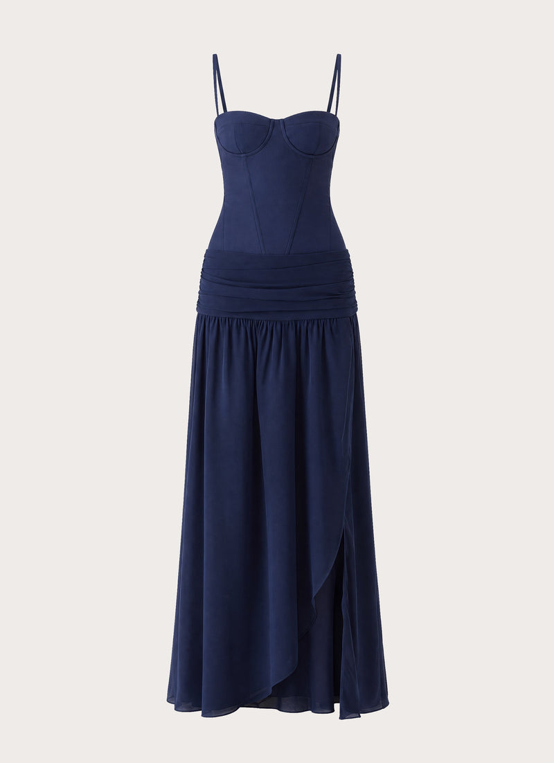 Clemsie Bustier Maxi Dress - Navy