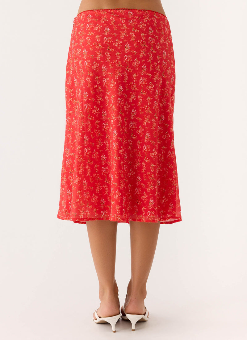 Calia Midi Skirt - Magenta Red Rose