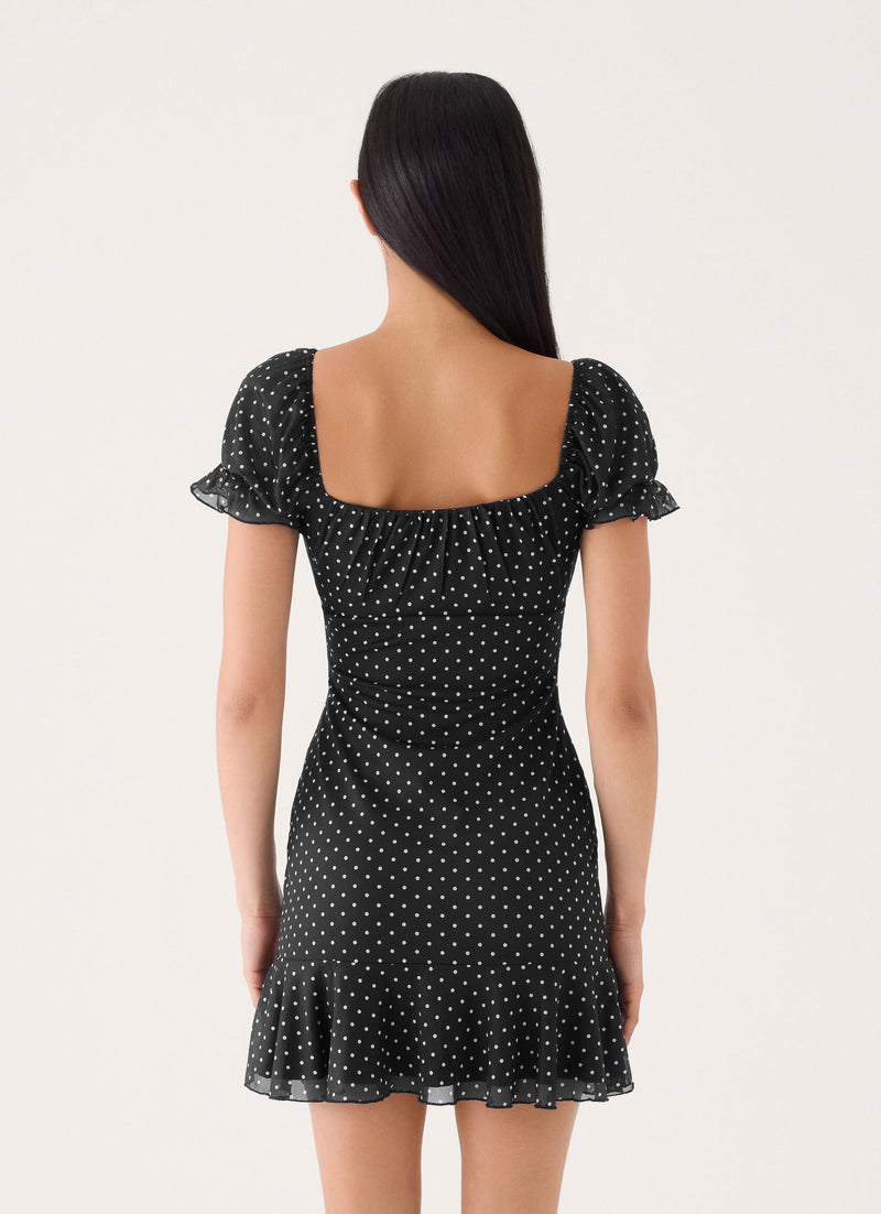 Cathedral Mini Dress - Black Polka Dot