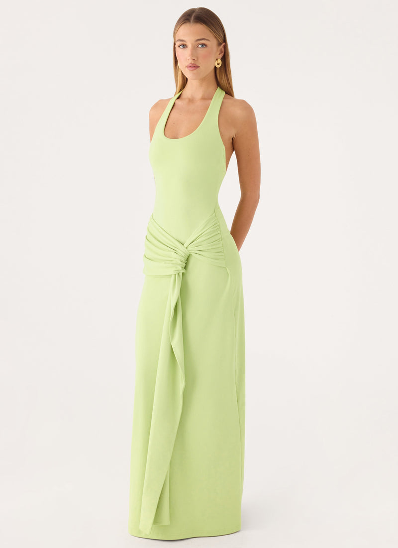Cristal Halter Maxi Dress - Lime