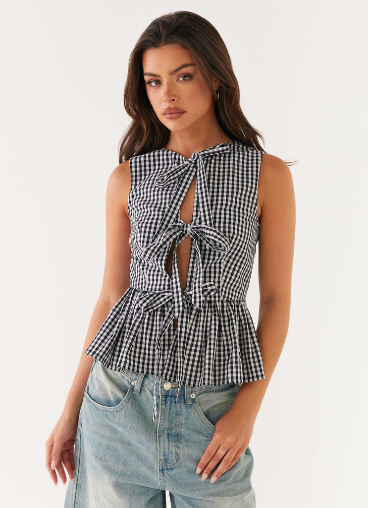 Cyrene Tie Top - Black Gingham