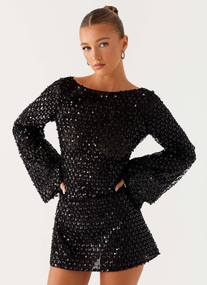 Edessa Sequin Mini Dress Black 5
