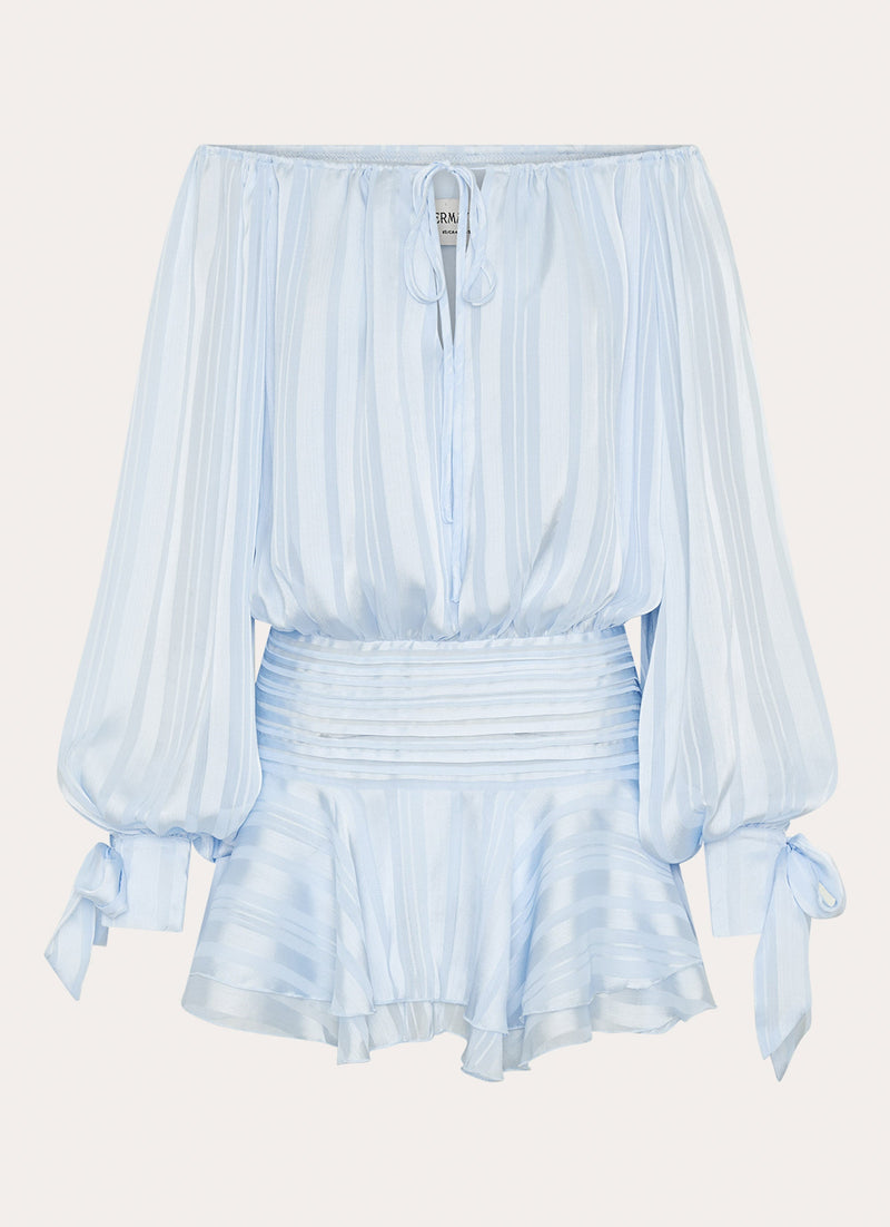 Eira Balloon Sleeve Mini Dress - Baby Blue
