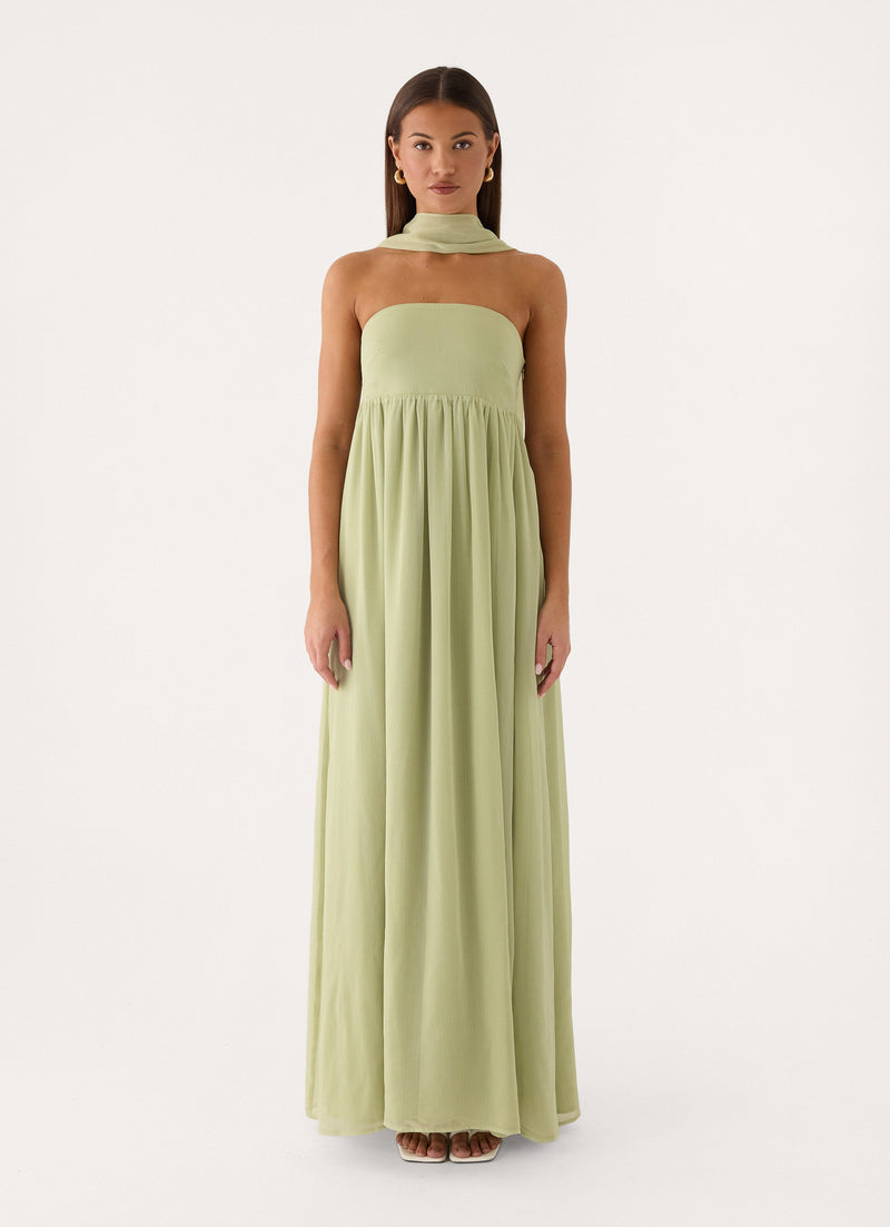 Elarose Scarf Maxi Dress - Soft Lime