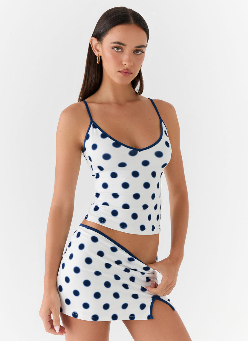 Elliot Top - Porcelain Blue Polka Dot