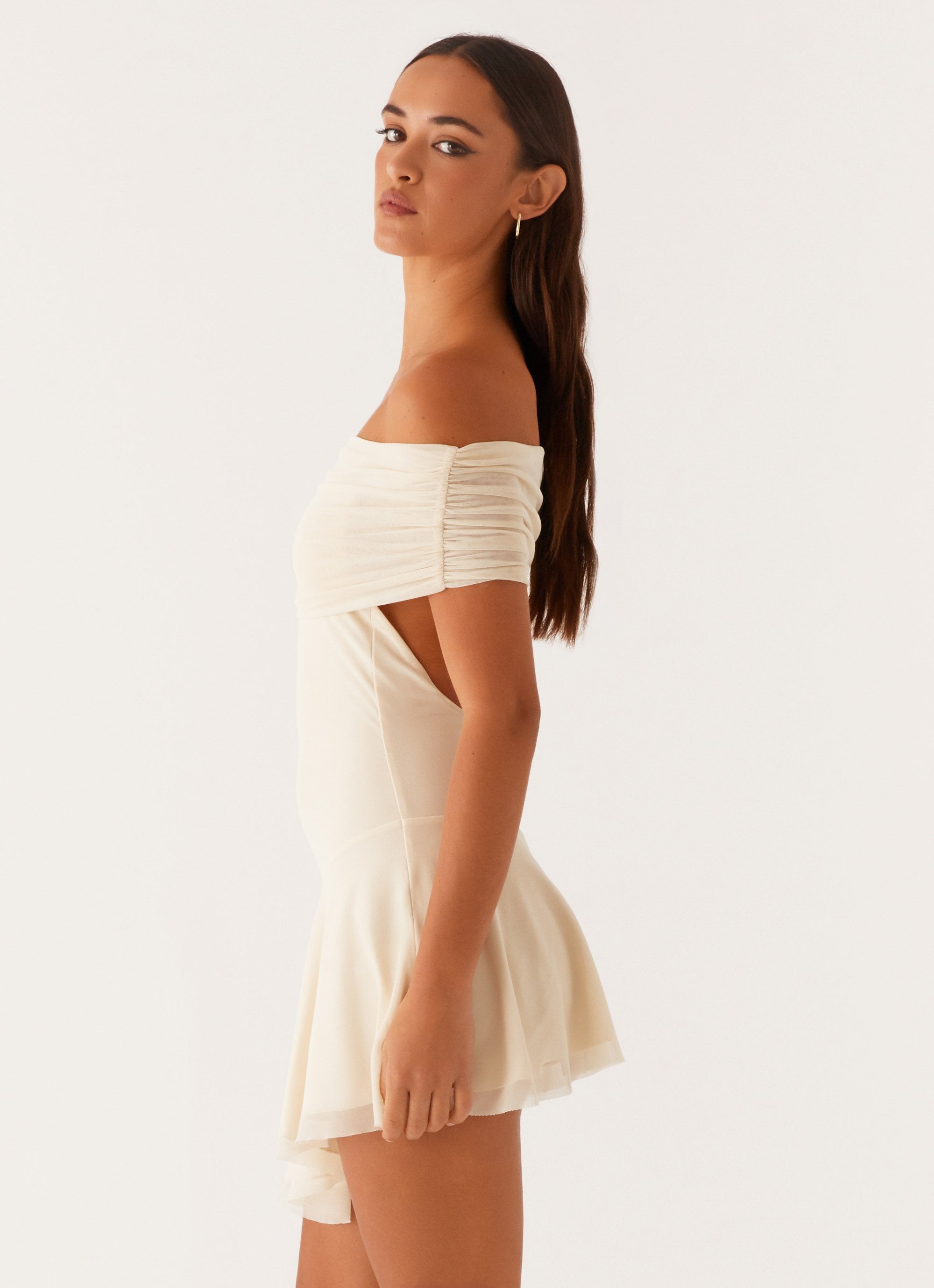 Pastel color off shoulder dress shop