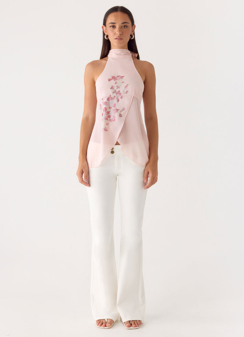 Flip It Embellished Top - Baby Pink