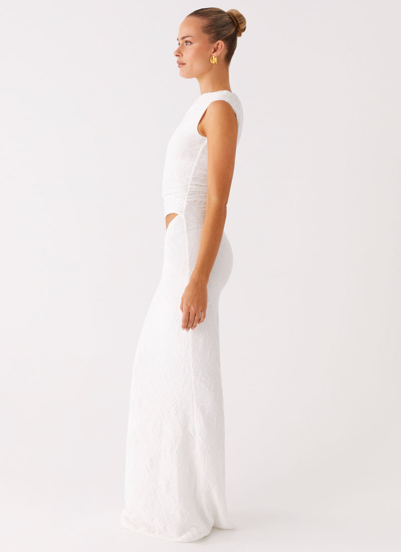 Galantis One Shoulder Maxi Dress - White
