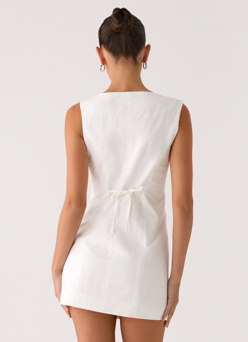 Golden Touch Mini Dress - White