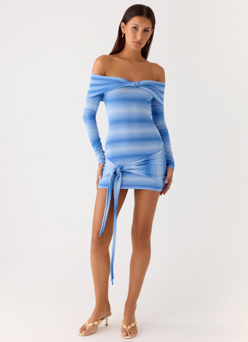 Gomez Bardot Knit Mini Dress - Cerulean