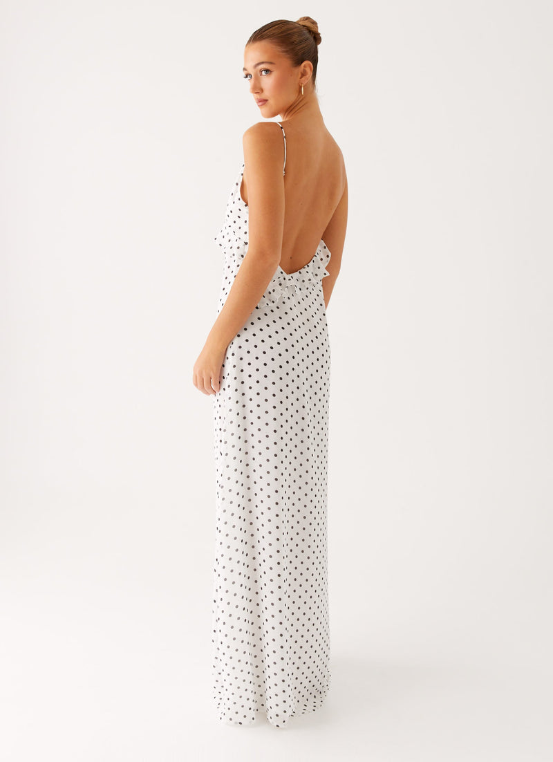Harri Maxi Dress - White Polka Dot