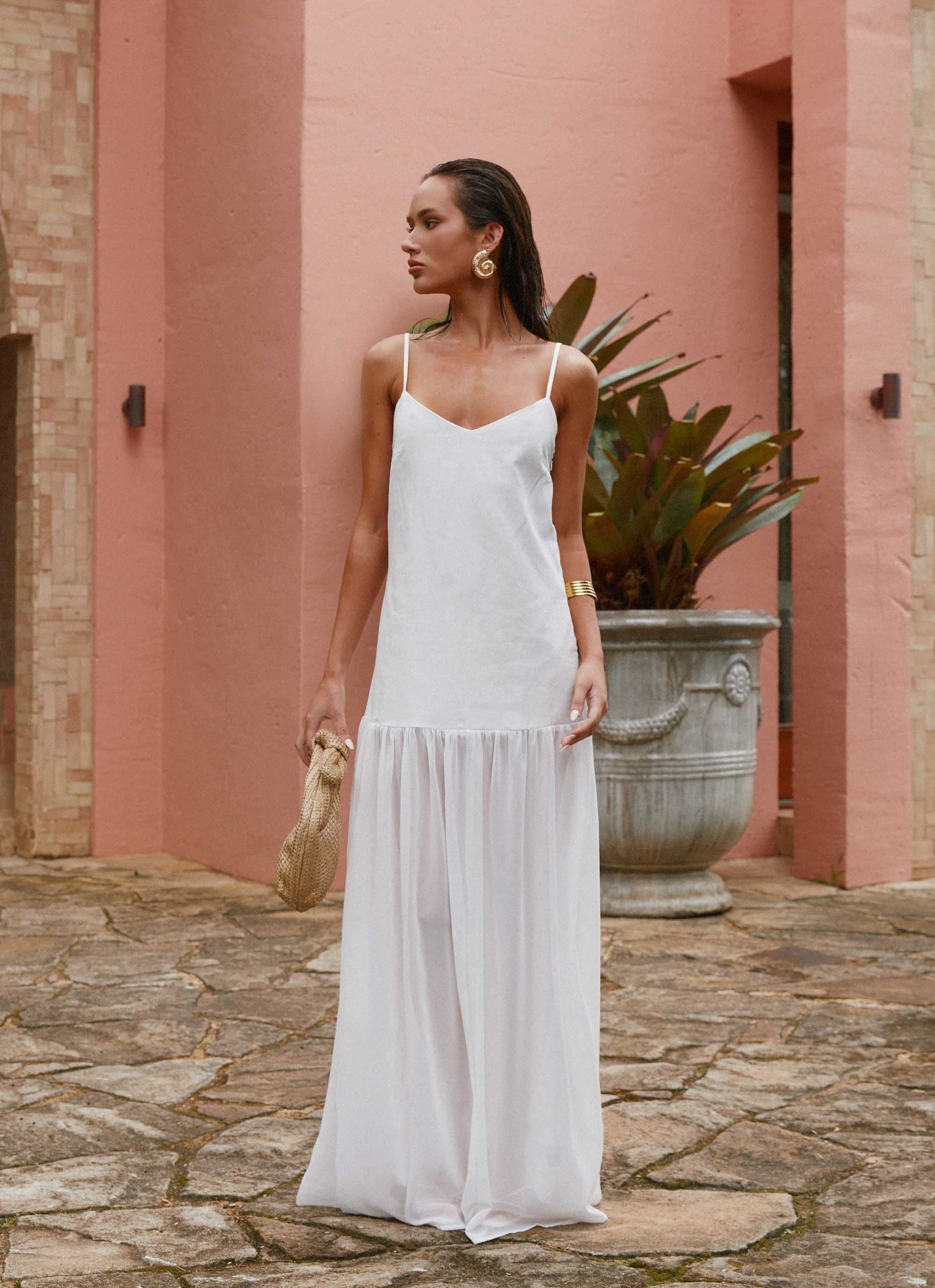 peppermayo white dress Heavenly Linen Maxi Dress