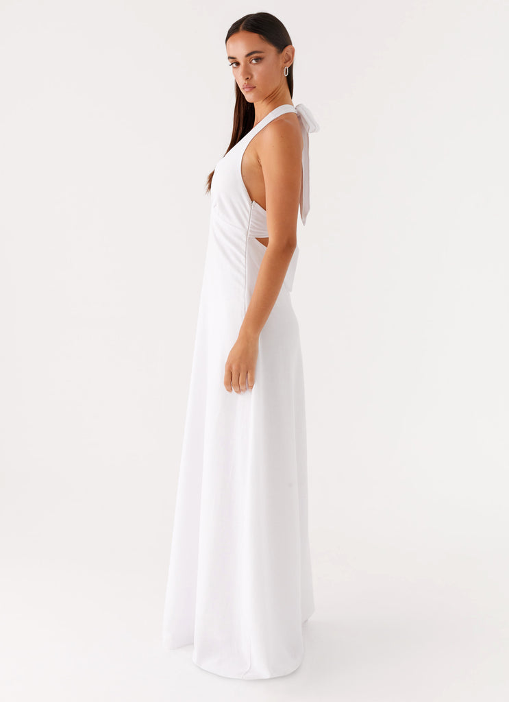 Heavy Hearted Linen Maxi Dress White 2 Peppermayo