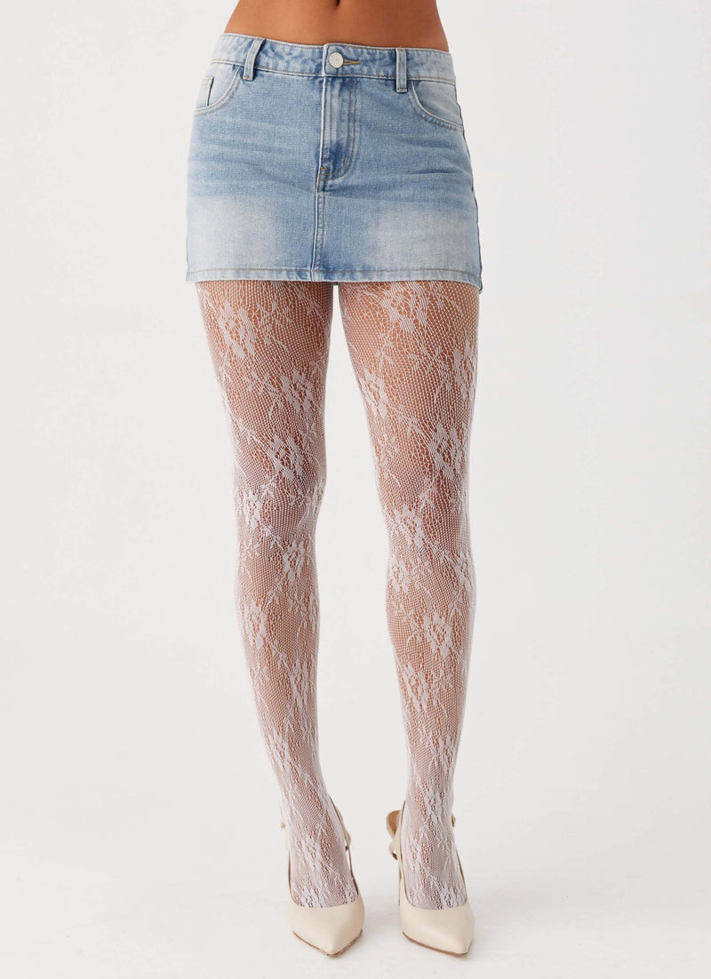Honor Lace Stockings - White