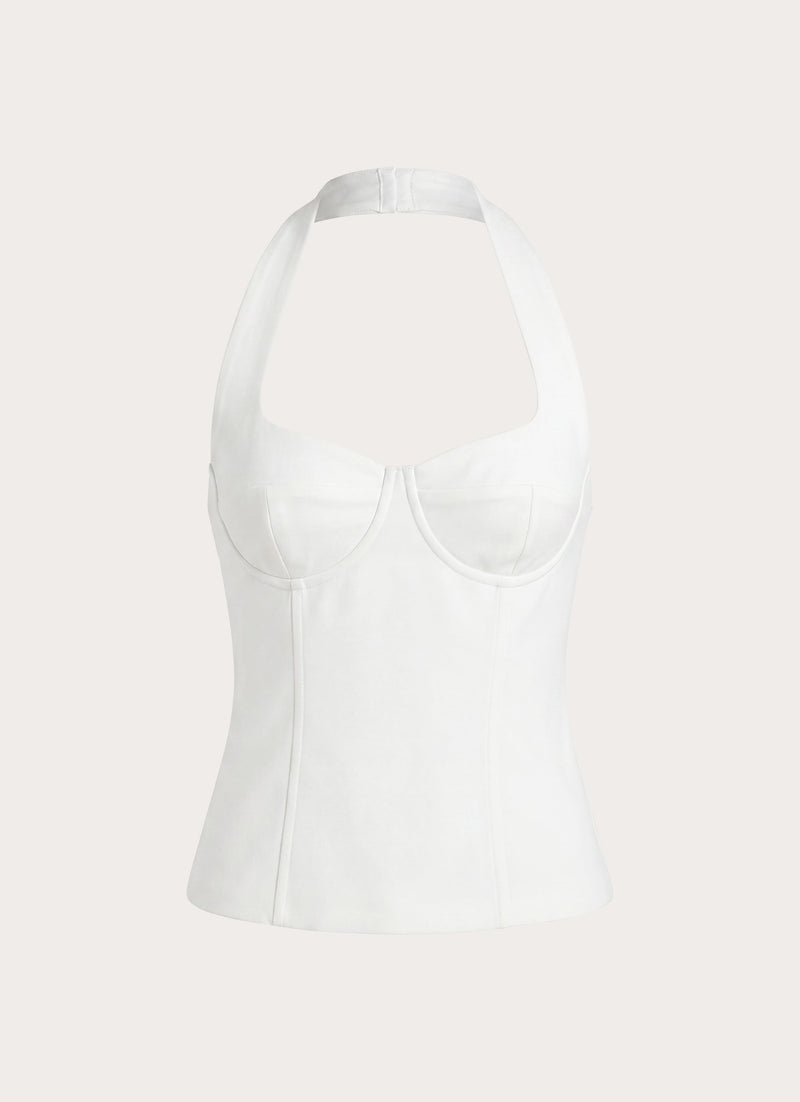 Indira Bustier Halter Top - White
