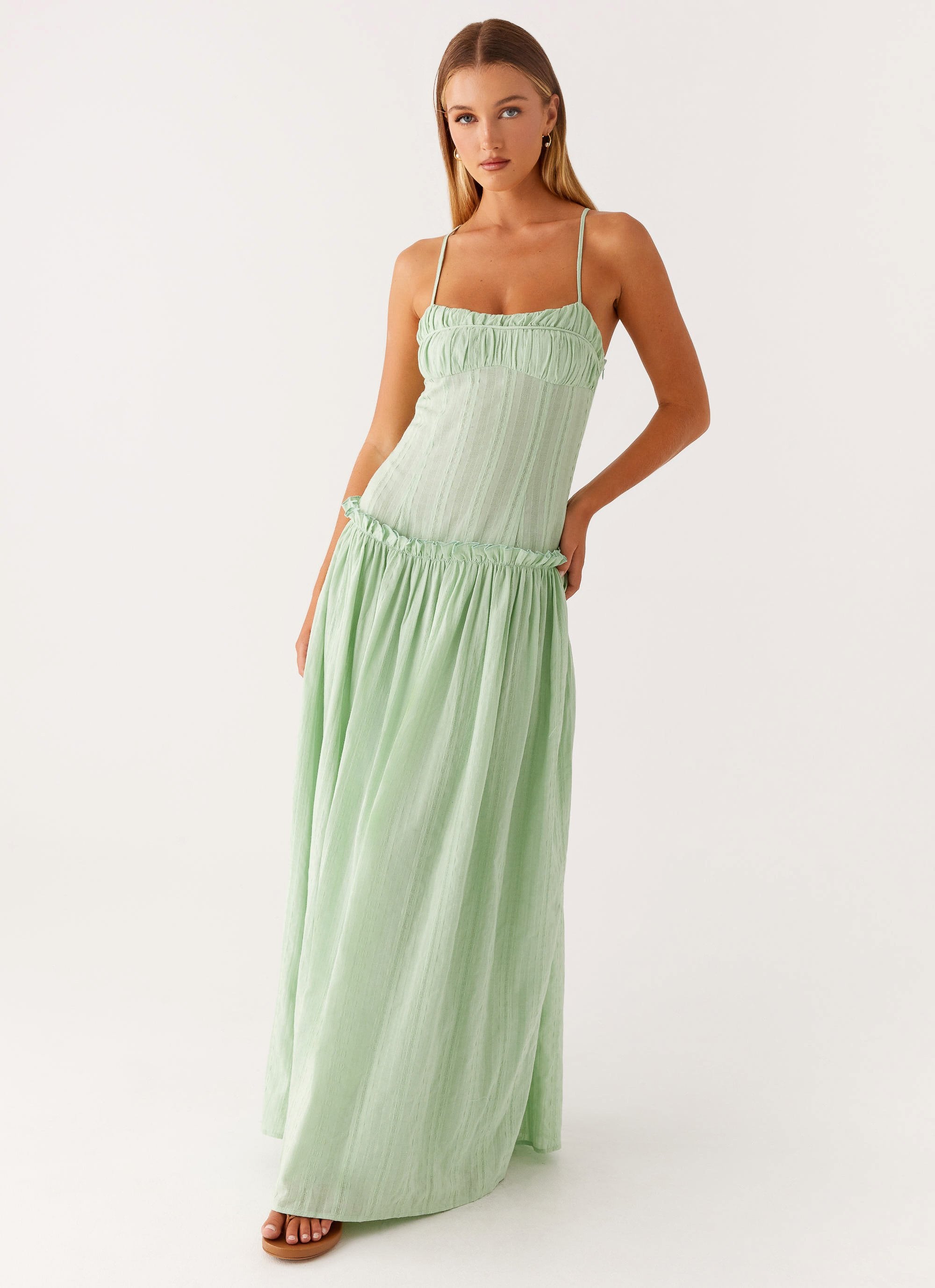 green drop waist dress Jacinda Drop Waist Maxi Dress