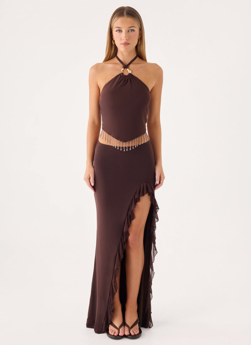 Joosal Beaded Top - Brown