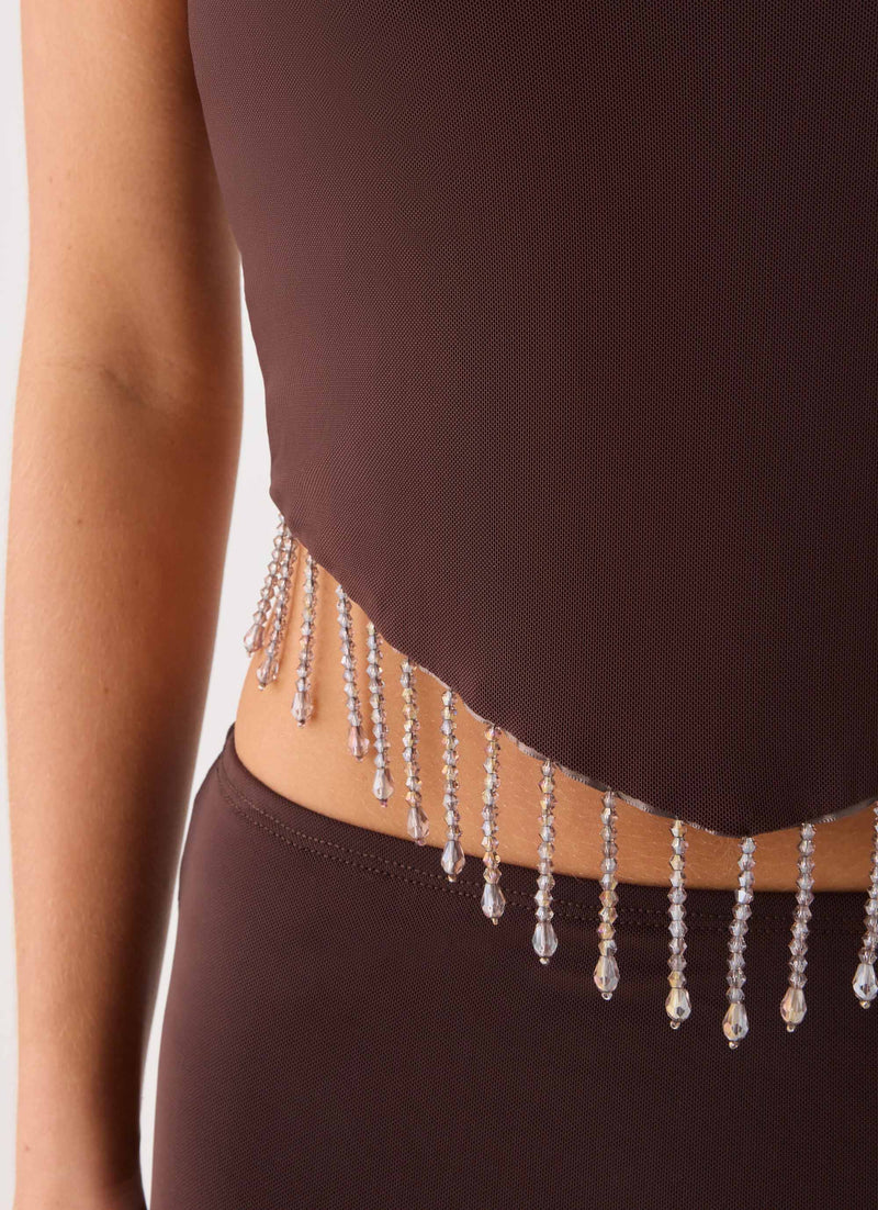 Joosal Beaded Top - Brown