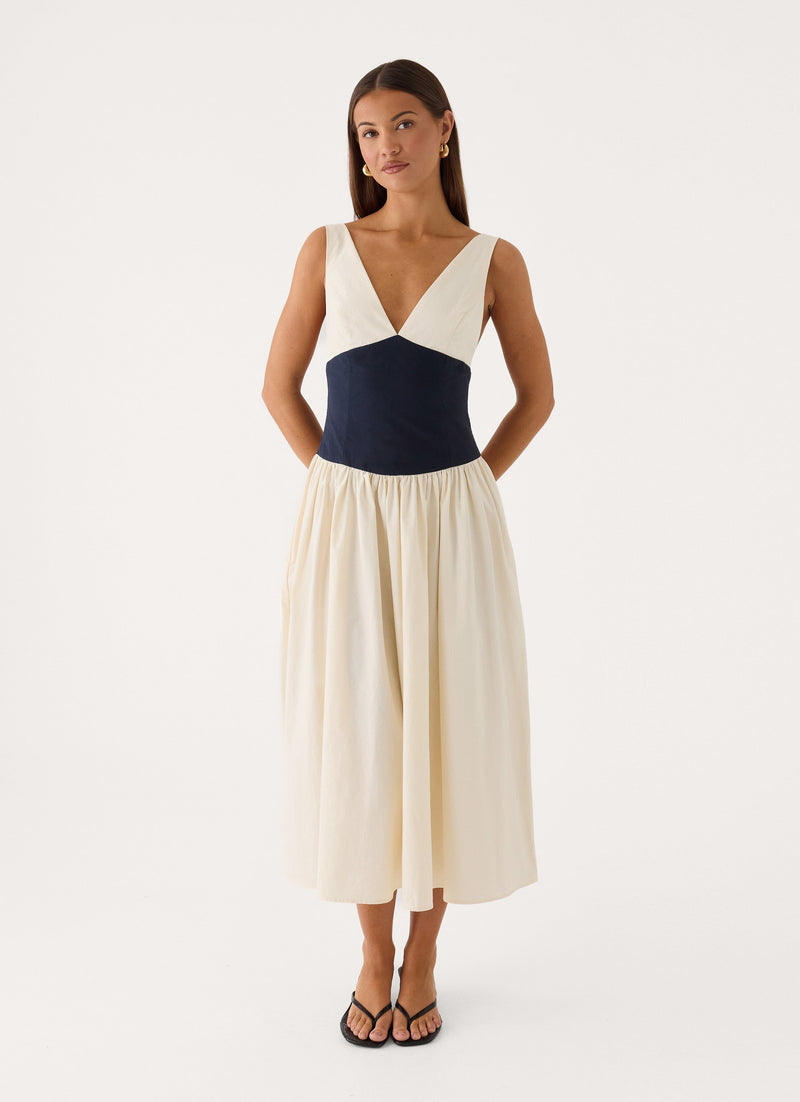 Kendall Midi Dress - Ivory/Black