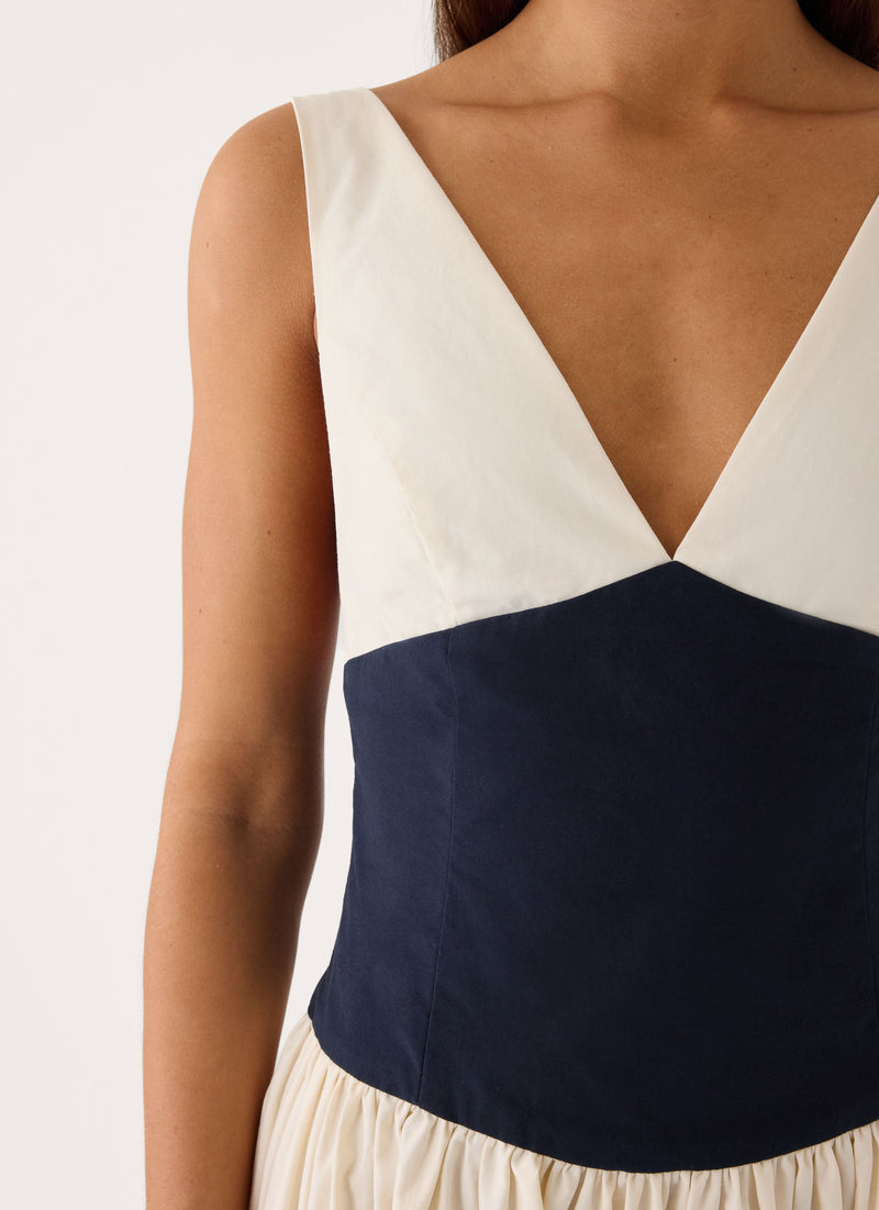 Kendall Midi Dress - Ivory/Black