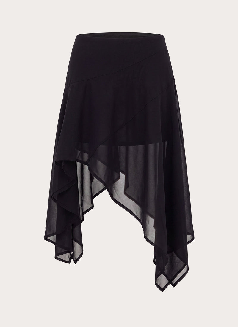Kia Low Rise Asymmetrical Midi Skirt - Black