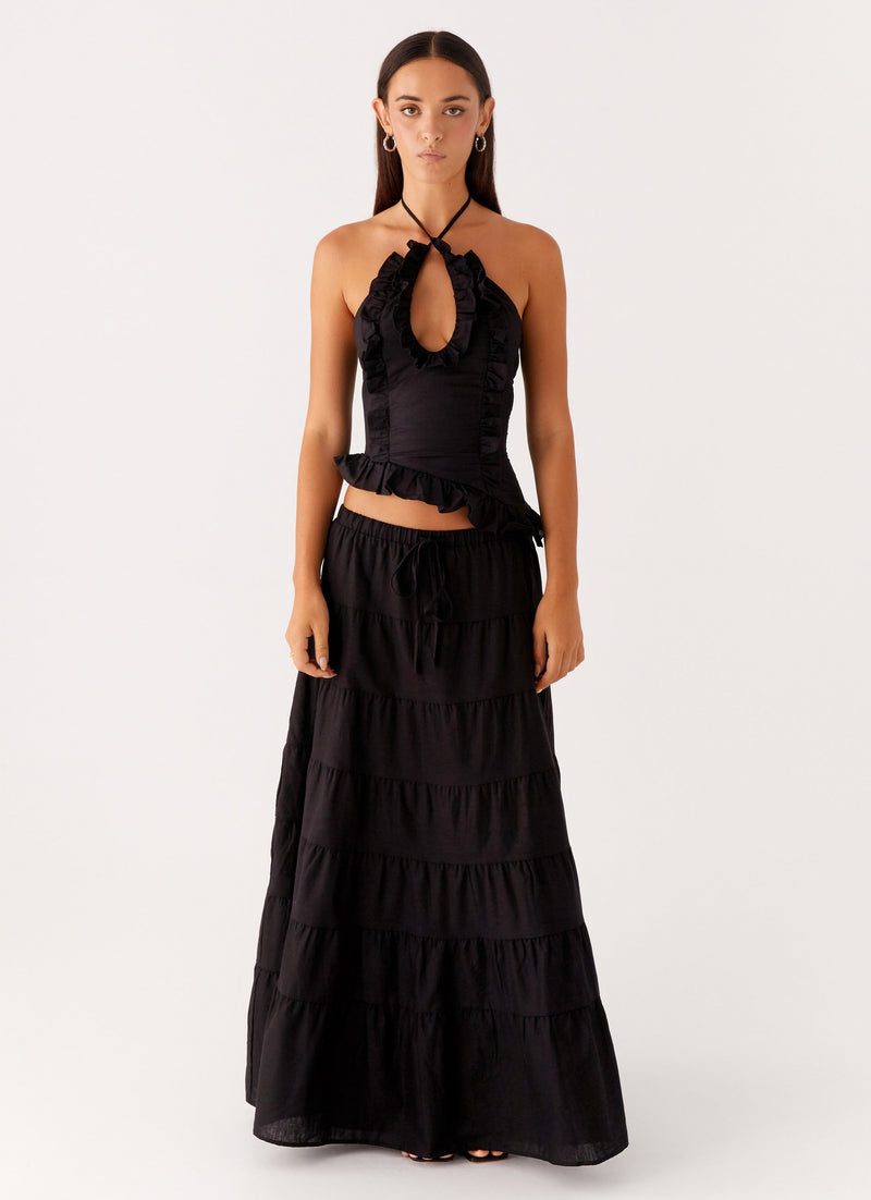 Mariella Linen Top - Black