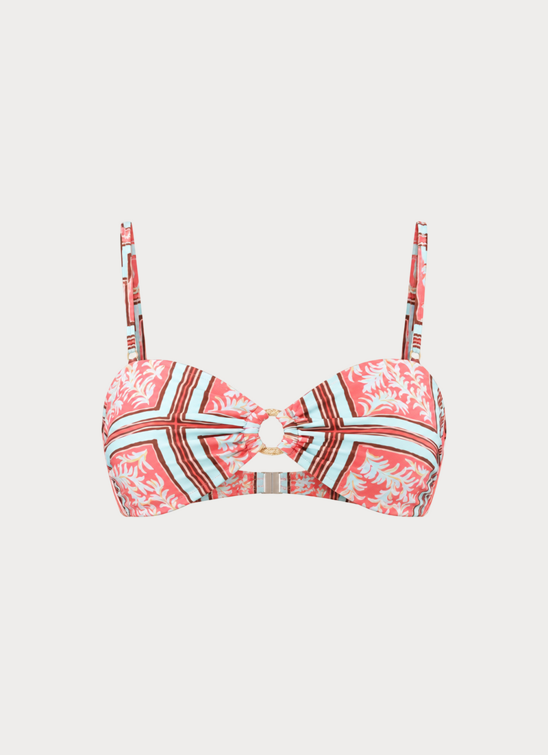 Marina Nights Bikini Top - Coral Palm Print