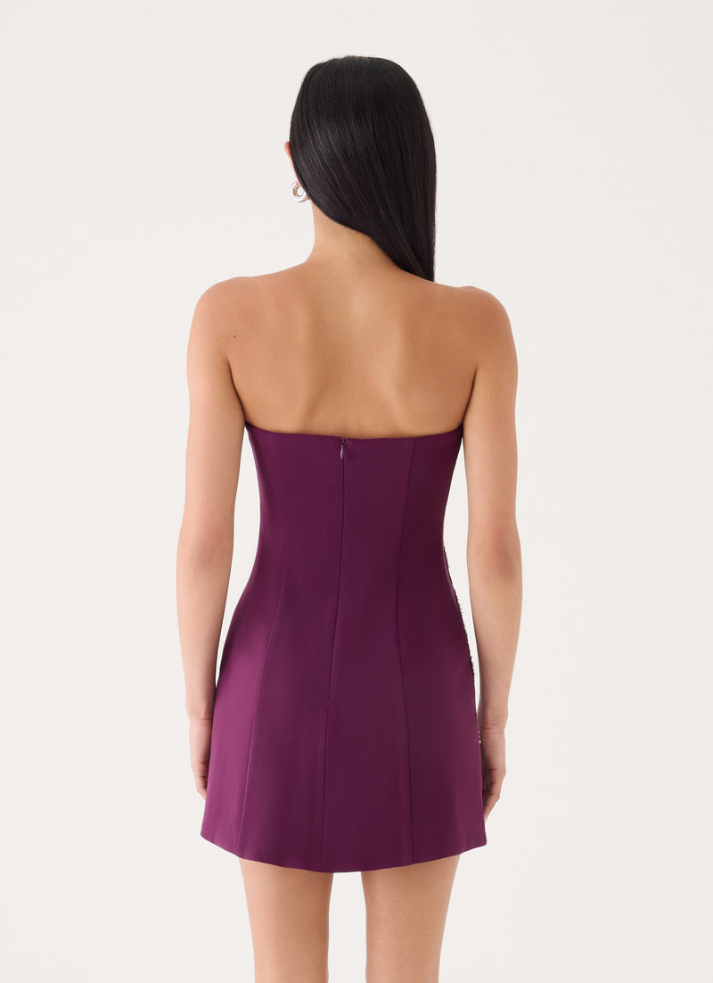 Marta Strapless Mini Dress - Eggplant