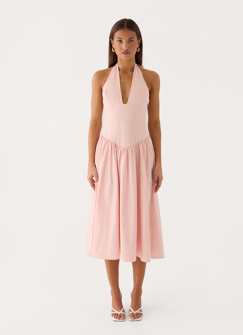 Monique Halter Midi Dress - Marshmallow Pink