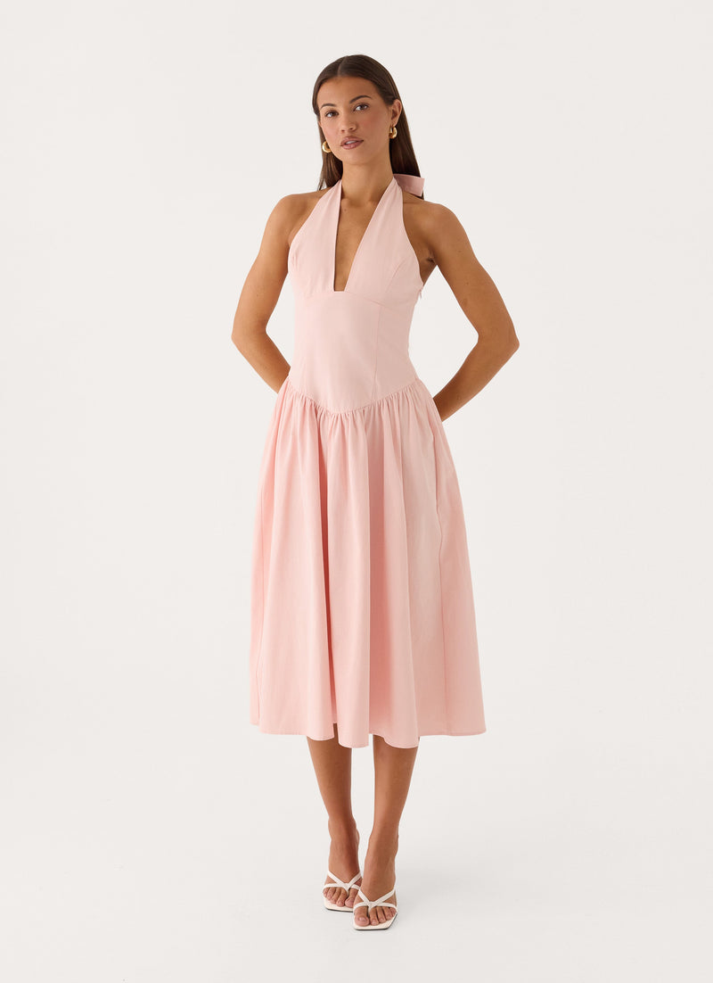 Monique Halter Midi Dress - Marshmallow Pink