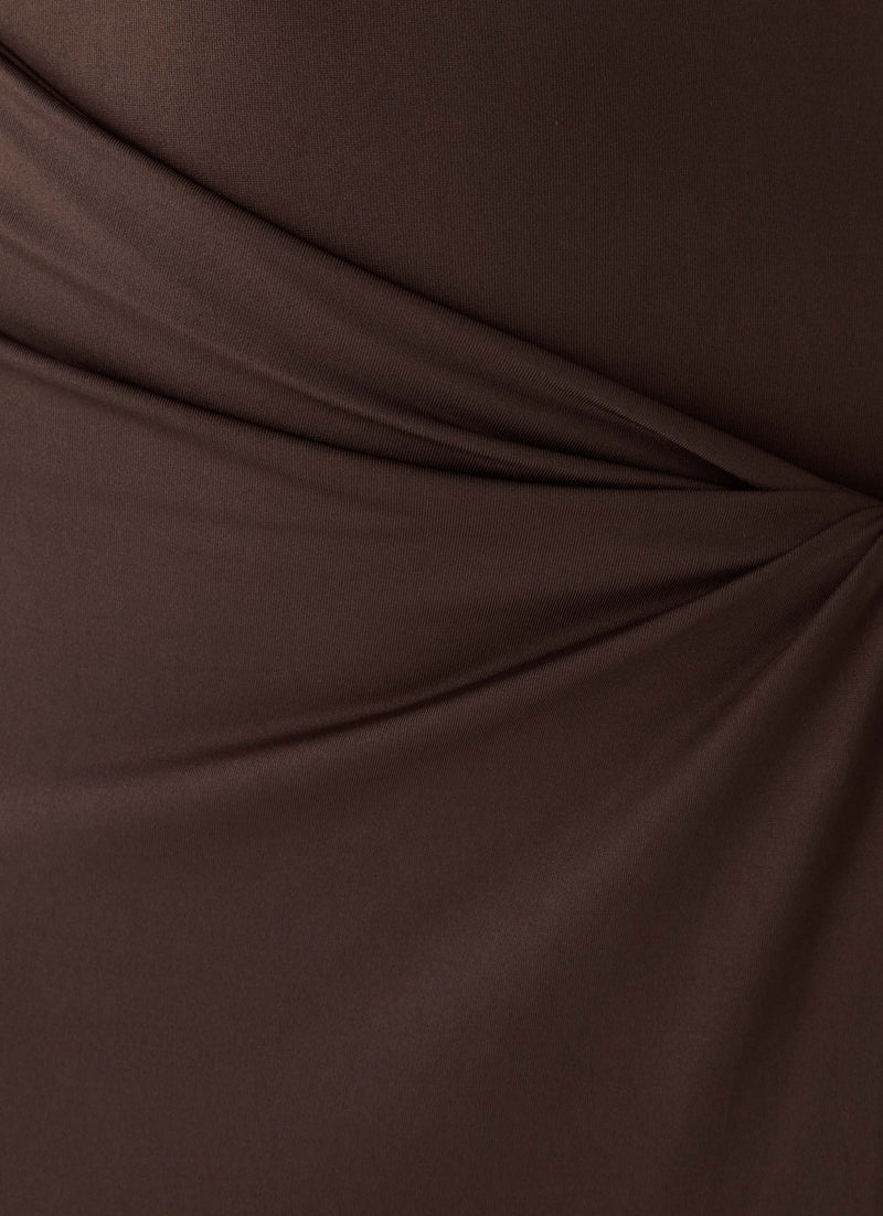 Mokono Halter Wrap Maxi Dress - Chocolate