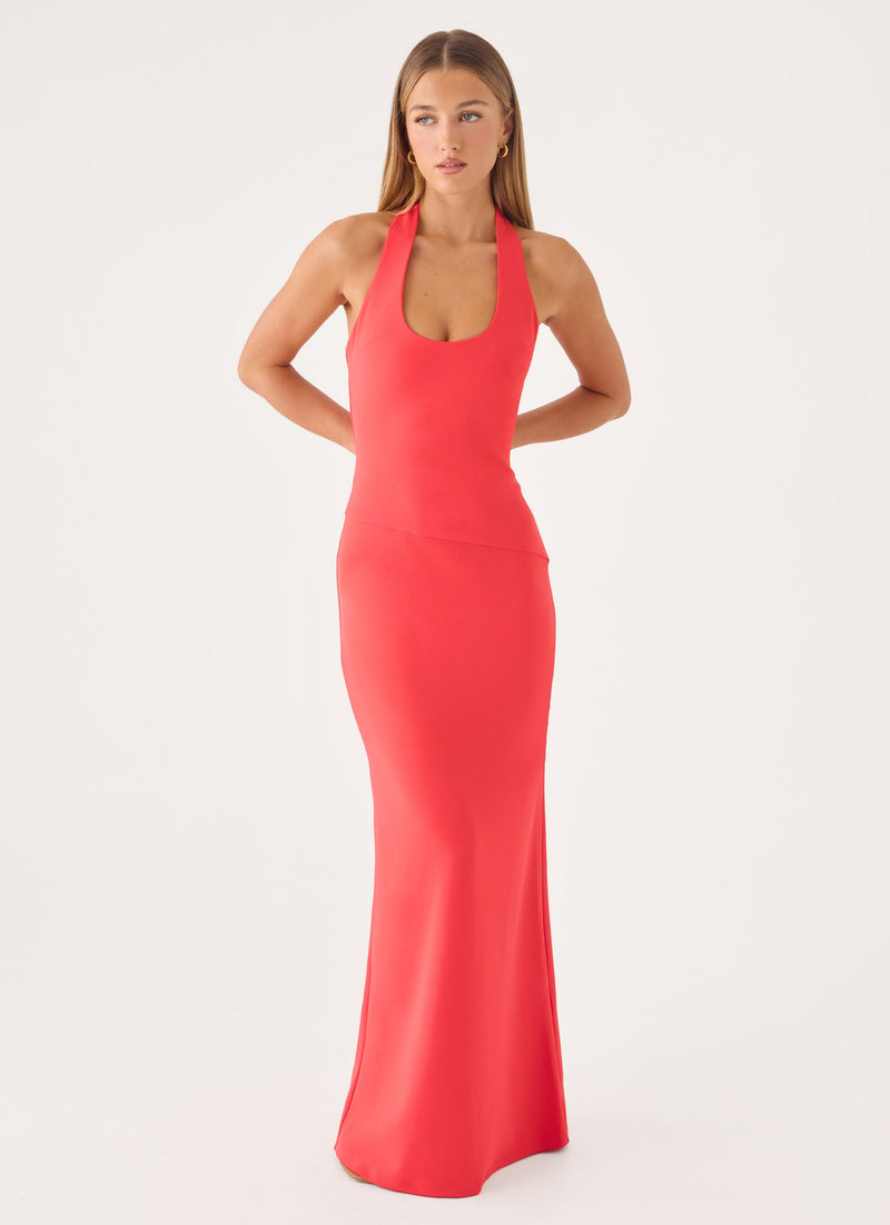 Nardin Maxi Dress - Coral Red