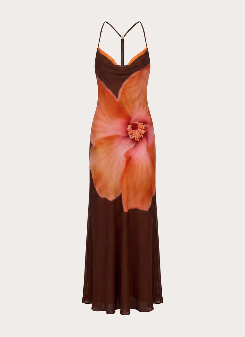 Night Drive Maxi Dress - Chocolate Blossom
