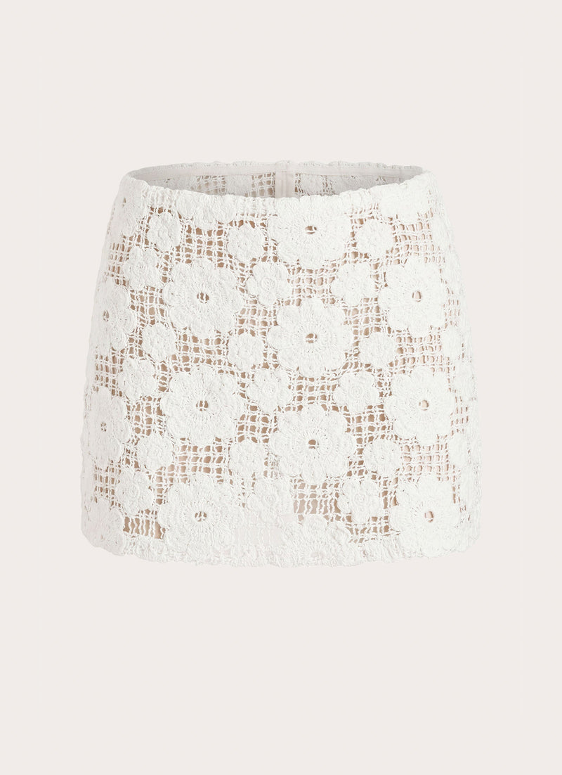 Nyxie Crochet Mini Skirt - White